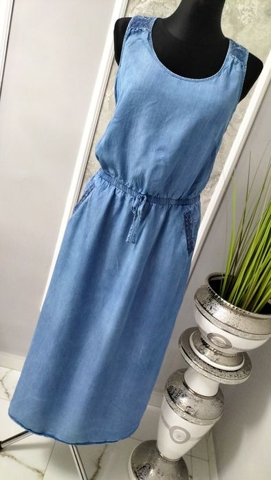 Sukienka jeansowa bawełniana L długa maxi