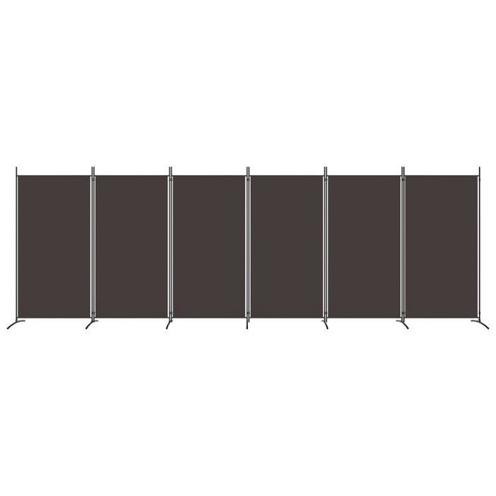 vidaXL Parawan 6-panelowy, brązowy, 520x180 cm, tkanina