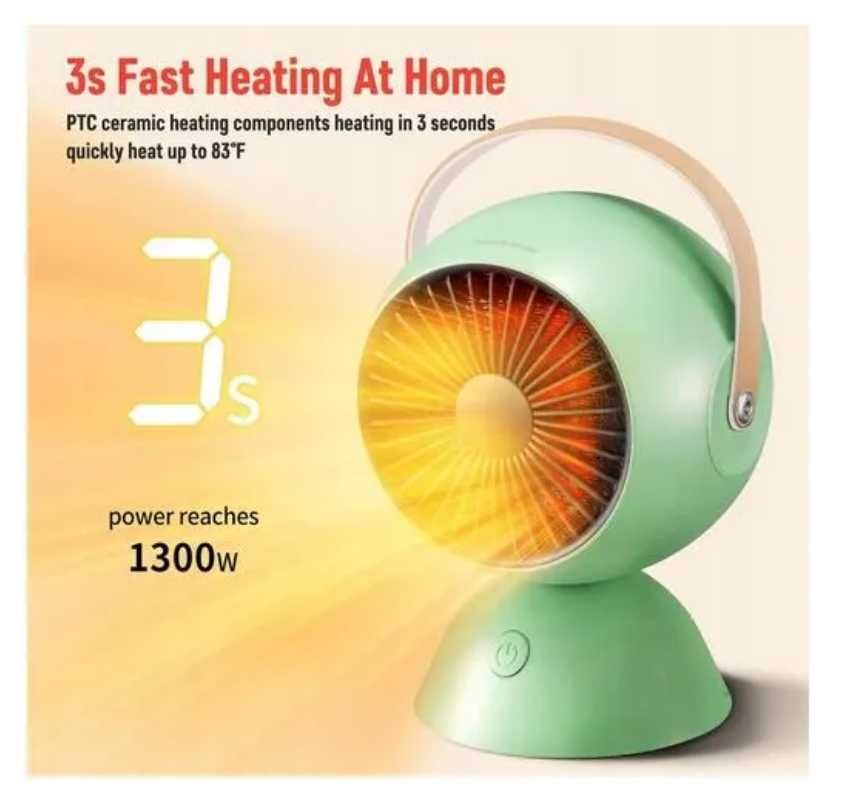 Termowentylator Grzejnik Elektryczny Farelka Cichy Ogrzewacz 1300W