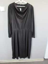 Czarna długa sukienka retro Vintage roz 48
