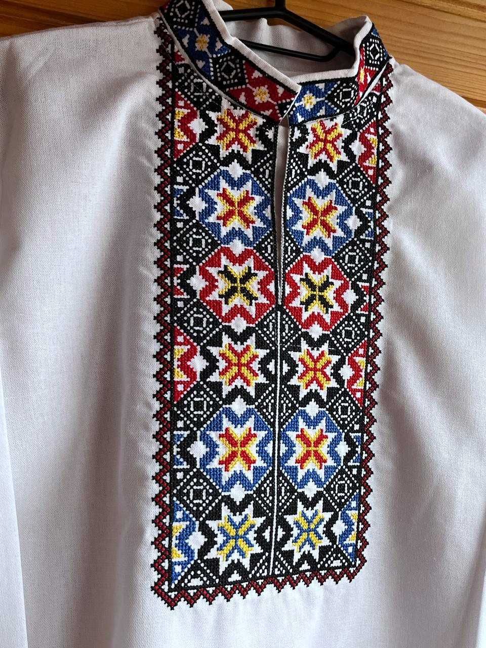 110-170р. Вишиванки для хлопчика «Родинні обереги» Біла лляна сорочка