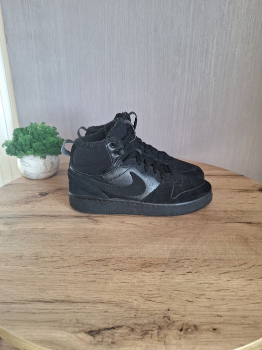 Зимние кроссовки Nike 40р, чёрные замшевые хайтопы, ботинки