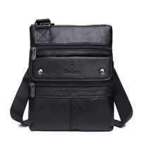 Тонкая мужская сумка «ZZnick» из натуральной кожи чёрного цвета