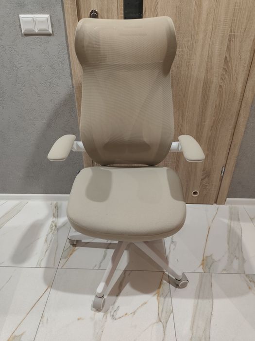 Krzesło biurowe,obrotowe,beżowy, fotel songmics