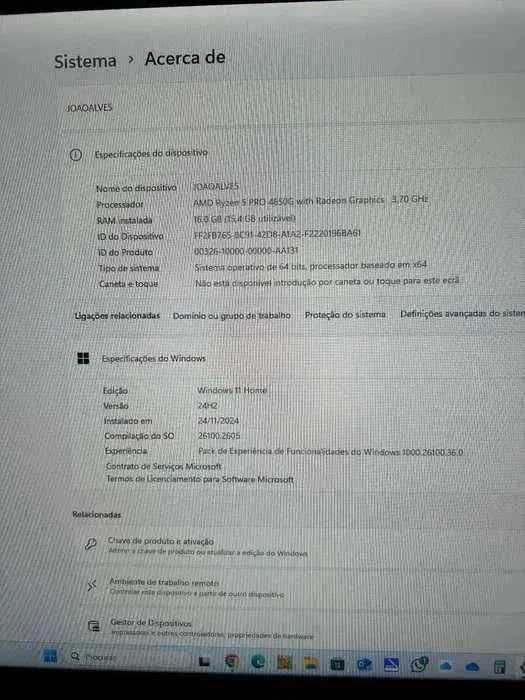 Computador AMDRysen I5 com garantia e fatura de 14/02/2024