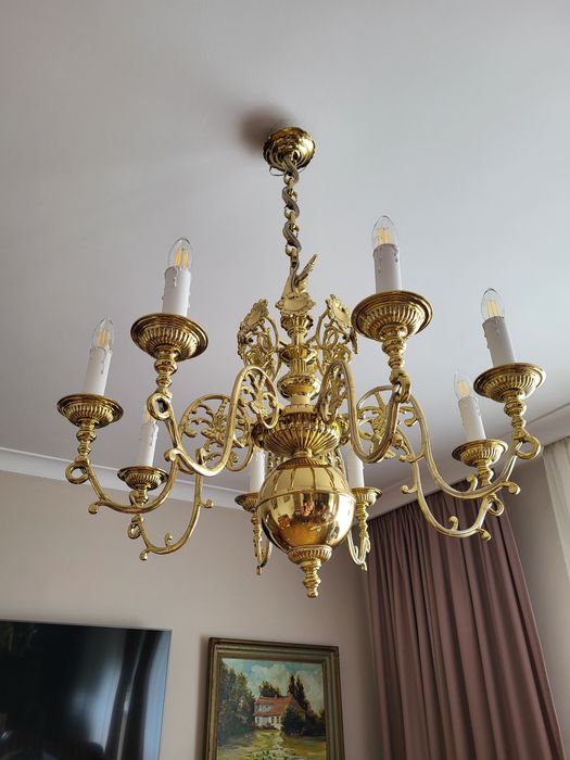 Żyrandol z mosiądza Księstwa Warszawskiego