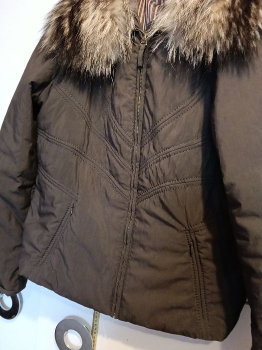 Piękna włoska kurtka puchowa jenot naturalny sml uni nową