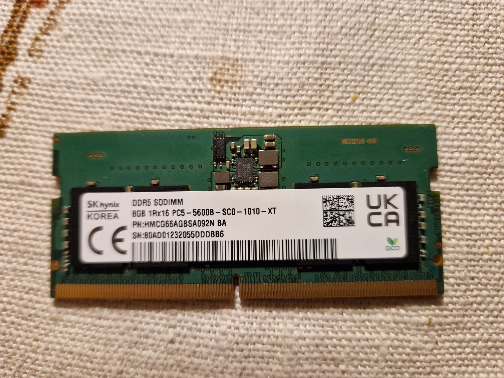 Zestaw 2x Pamięć ram do laptopa DDR5 SODIMM 8GB 5600Mhz SK hynix