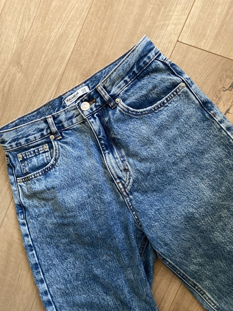 Spodnie dżinsowe marchewy Pull&Bear 38 M jasne z wysokim stanem