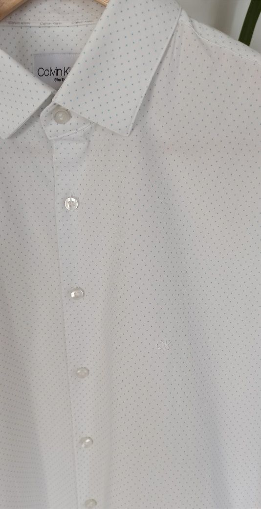 Calvin Klein biała męska koszula slim fit