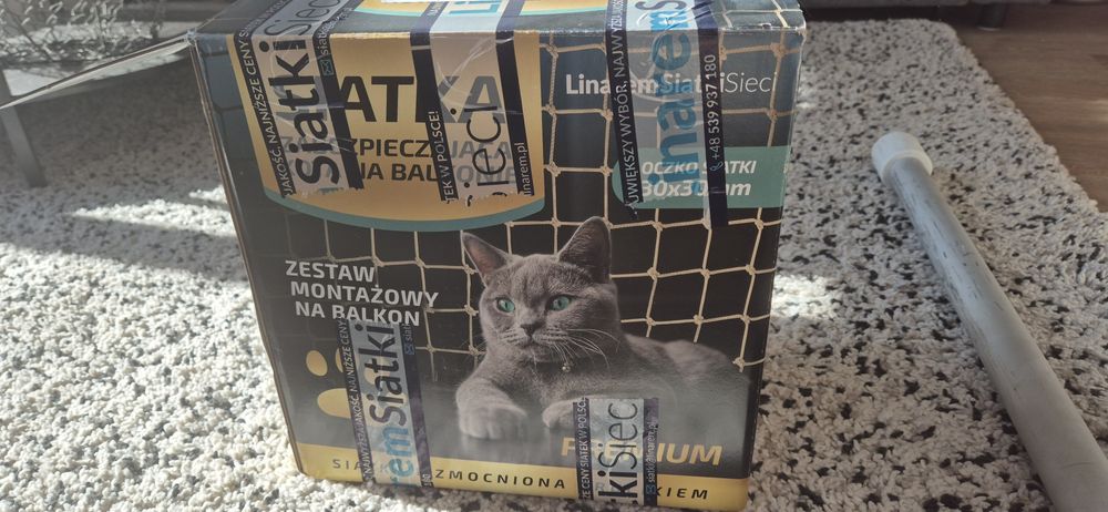 Siatka na balkon dla kota 2x3m, zestaw montażowy