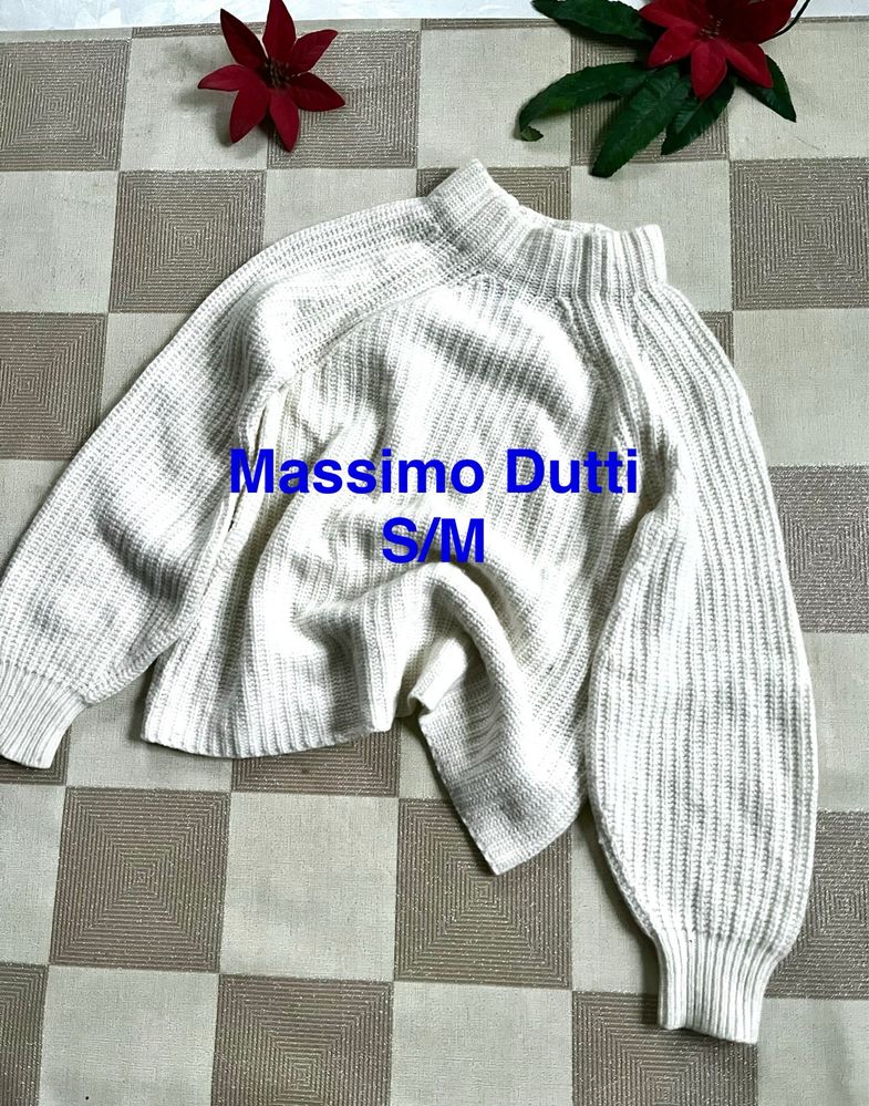Massimo Dutti sweterek kremowy luksusowy markowy S/M oversize