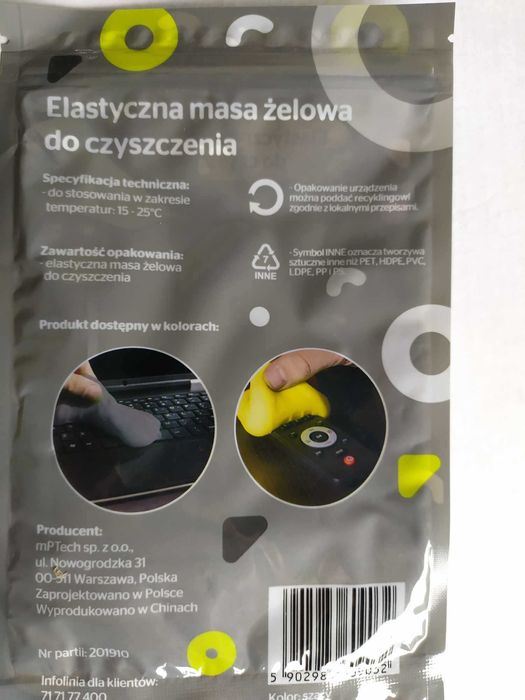 Elastyczna masa żelowa do czyszczenia SZARA