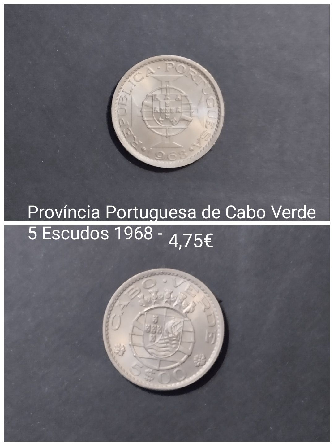 Moedas das colónias, escudos.
