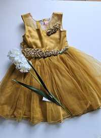 Żółta sukienka tiulowa na urodziny 2 latka na wesele 92