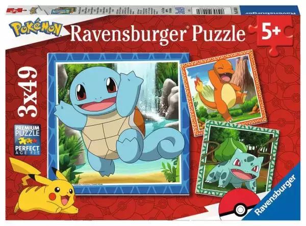 Puzzle 3x49 elementów. Pokemon. Ravensburger