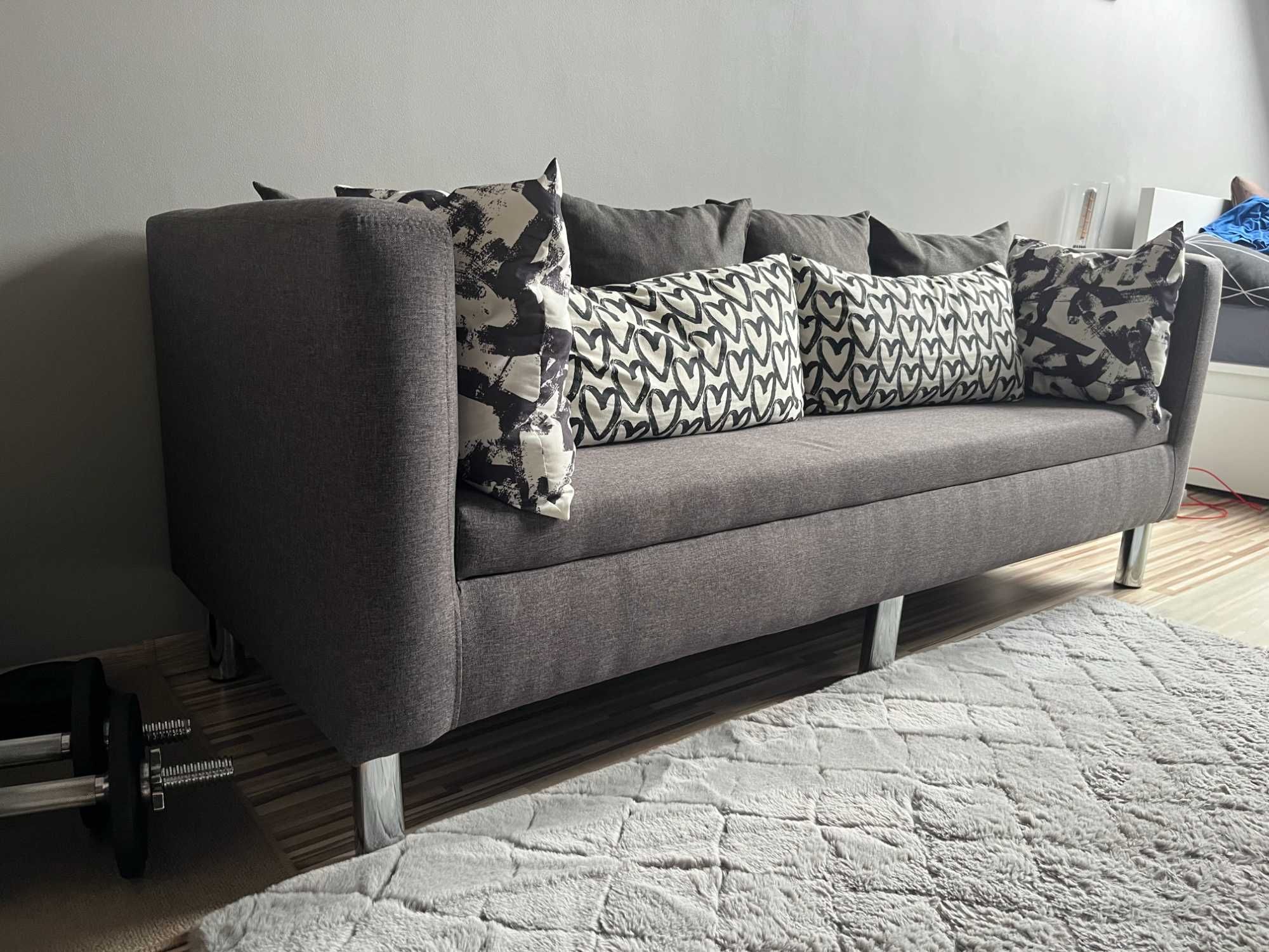 Kanapa Sofa 170 x 67 cm tkanina odcienie szarości