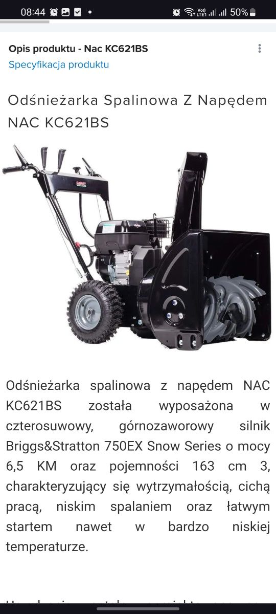 Odśnieżarka spalinowa nac Kc621bs