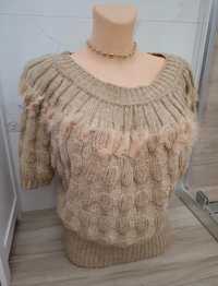 Ciepły sweterek damski brązowy beżowy sweter uniwersalny M L