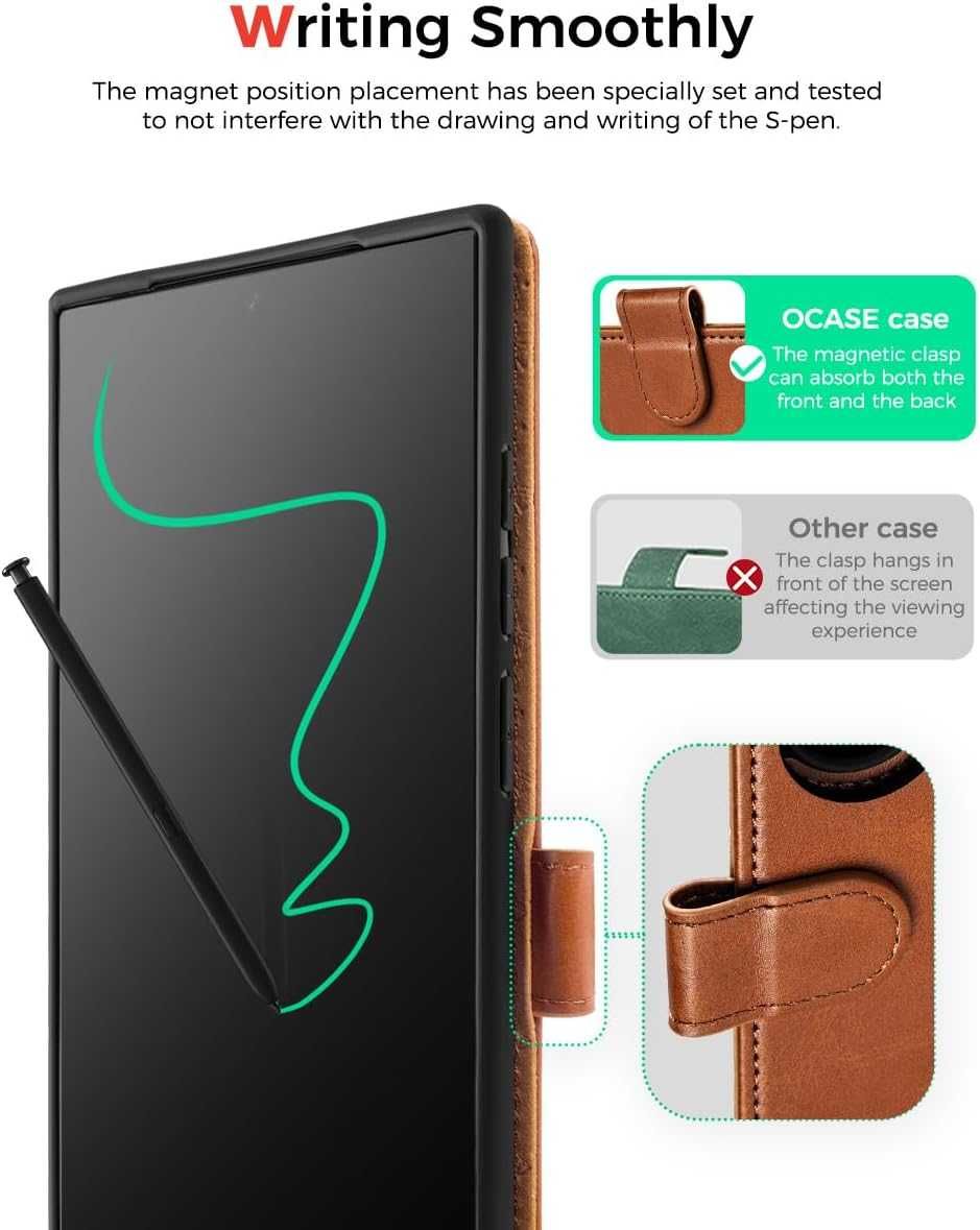 OCASE etui skórzane z klapką do Samsung Galaxy S24 Ultra  2w1 brązowe