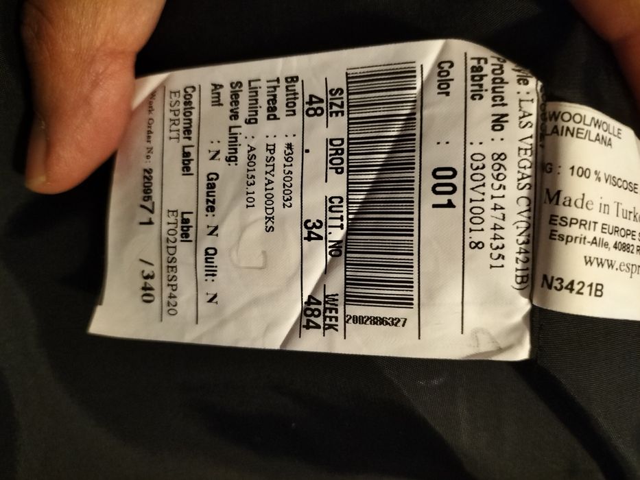 Marynarka męska Esprit roz. 48 czarna