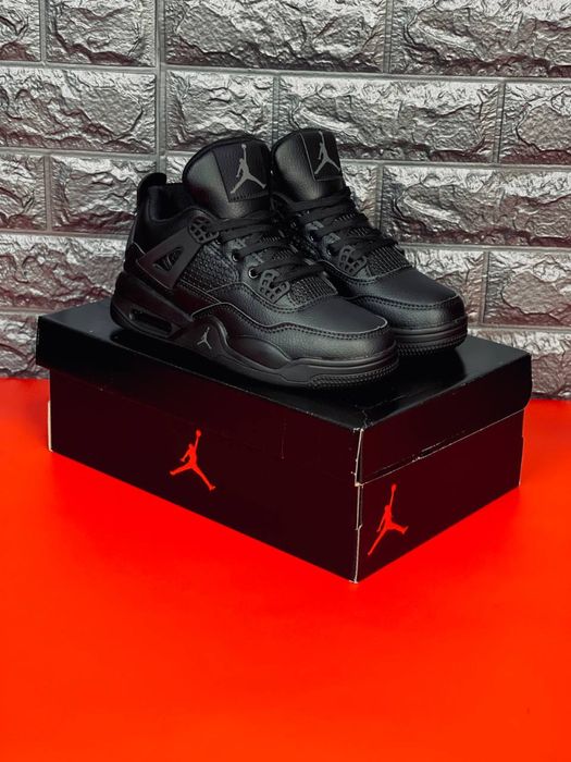 Зимние кроссовки черные Jordan / кожаные кросовки Джордан черные