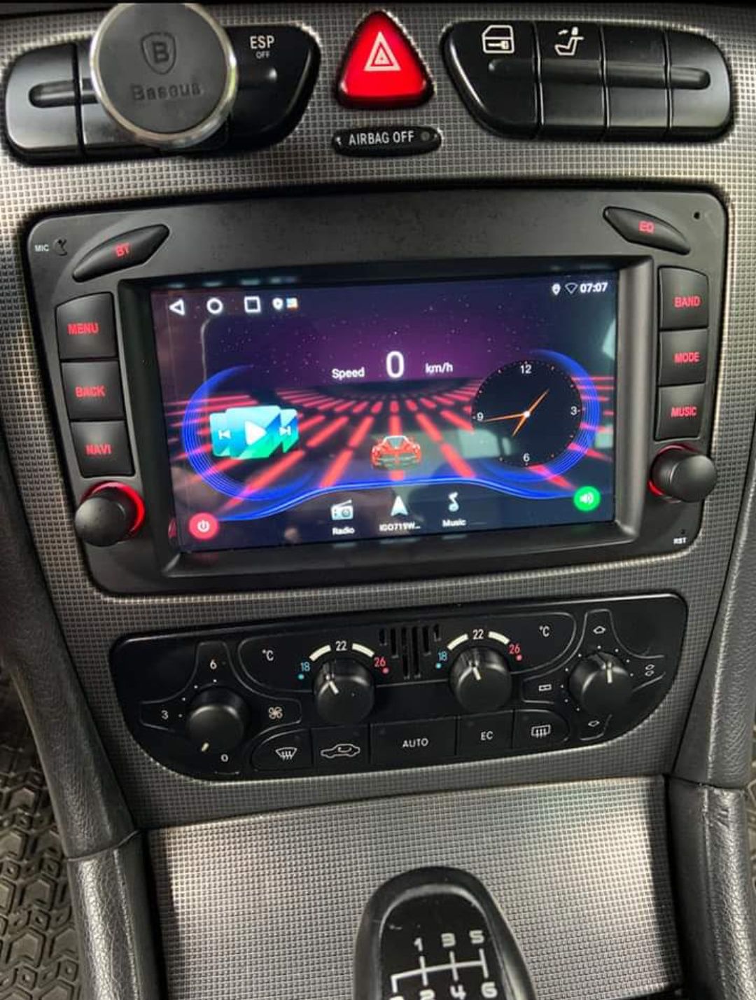 Rádio Android 12 com GPS Mercedes W203/W209 (Novo)