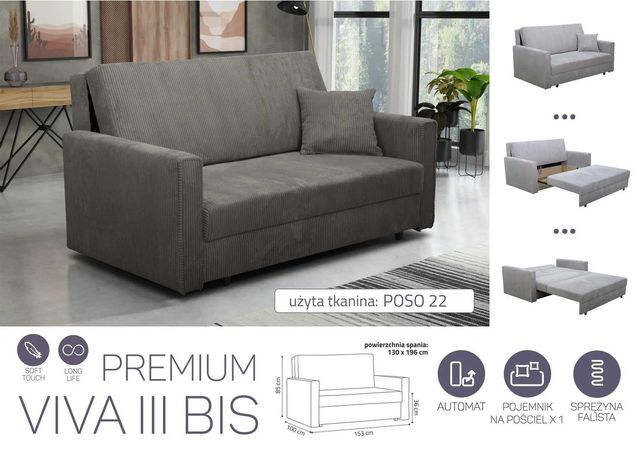 Viva 3 bis tkanina poso Sofa/Kanapa