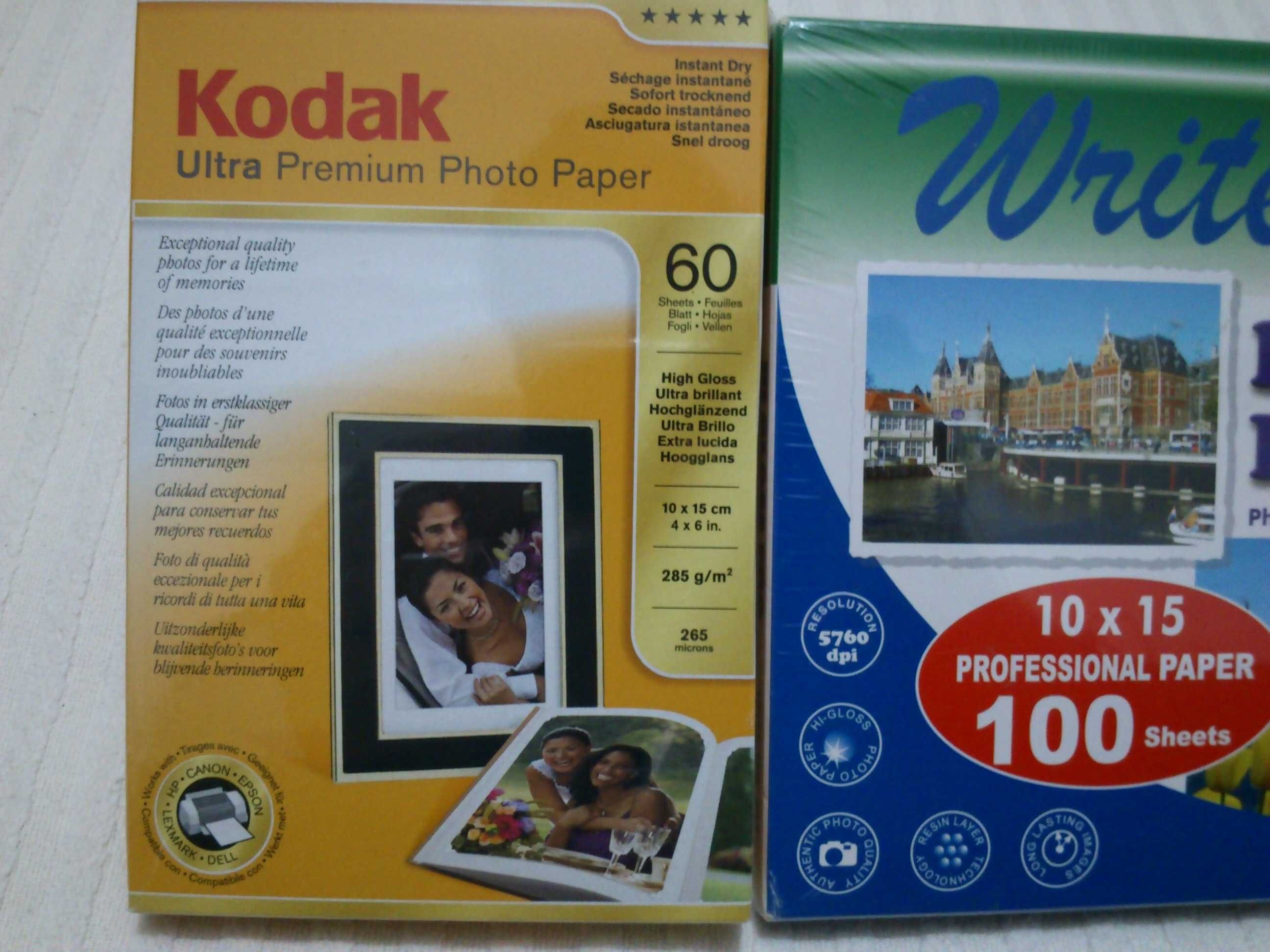 Papel fotográfico Kodak 60 folha, Writeline 100 folha, caixas seladas