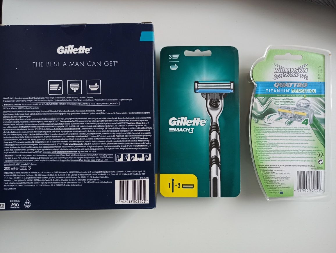 Gillette mach 3 + Wilkinson sword quattro, maszynka do golenia