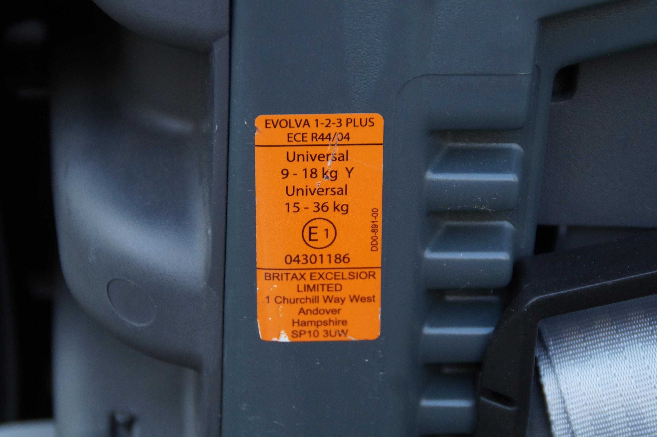 Britax Evolva 1-2-3 PLUS przedział 9-36 kg