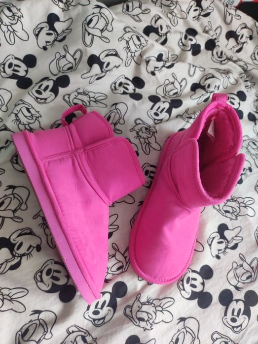 Różowe botki śniegowce damskie H&M 38