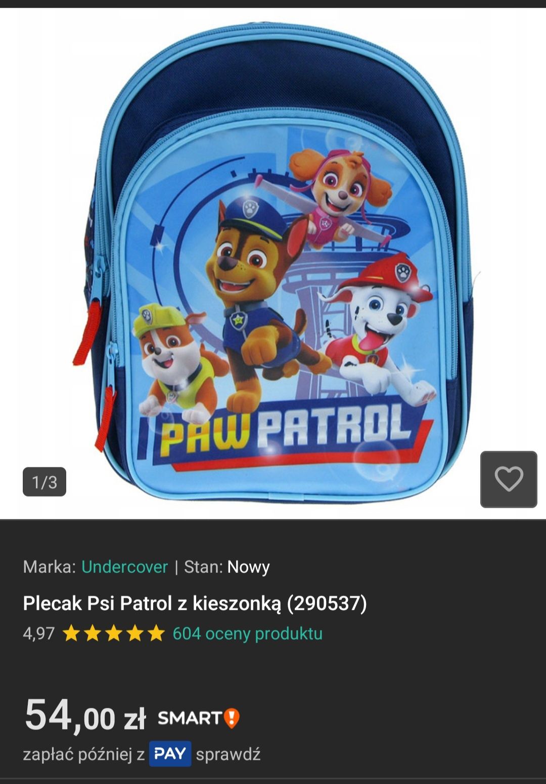 Plecak przedszkolny psi patrol