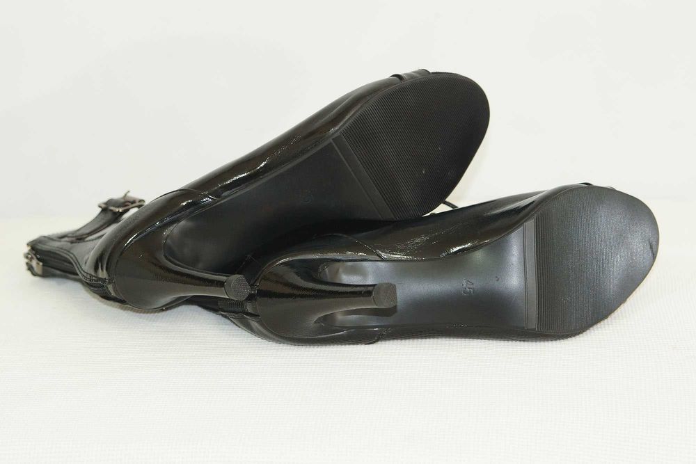 Pole dance ботільони Стілето лакова чорна шкіра, 
розмір EU 40