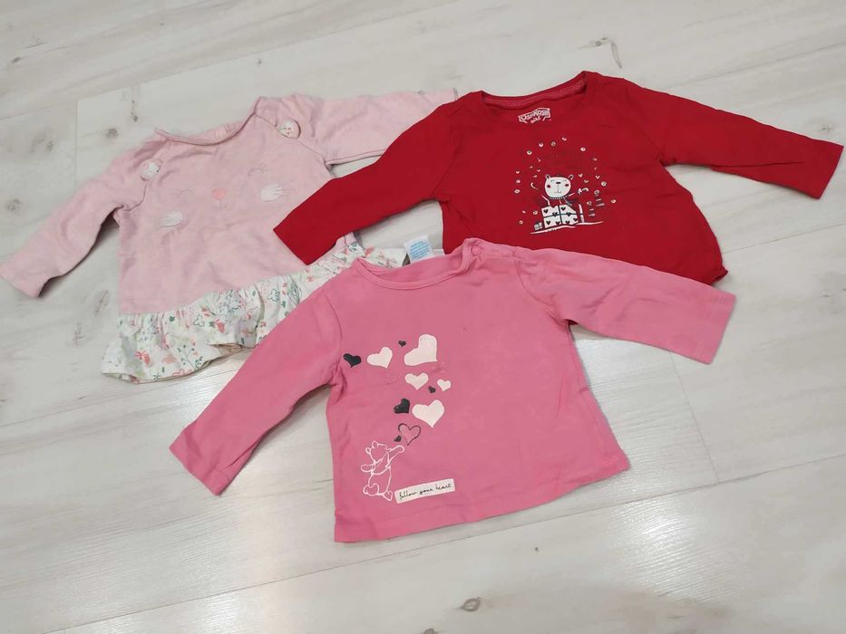 Zestaw: 3 bluzki rozmiar 0-3 miesiące 62 rozmiar