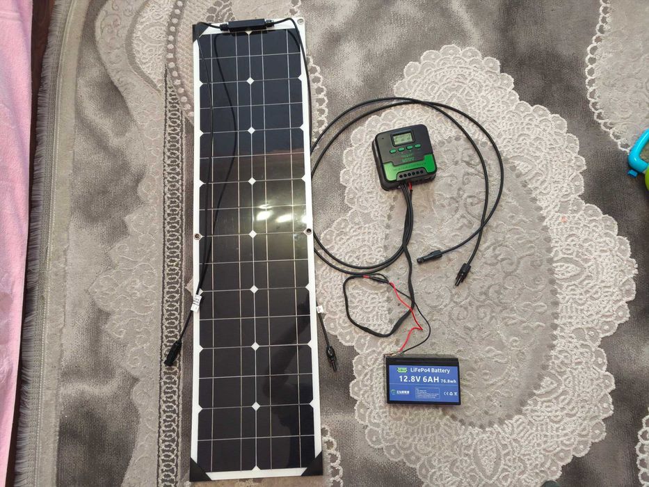 Солнечная панель + MPPT контроллер 12-24В + аккум ЛЖФ 6АЧ