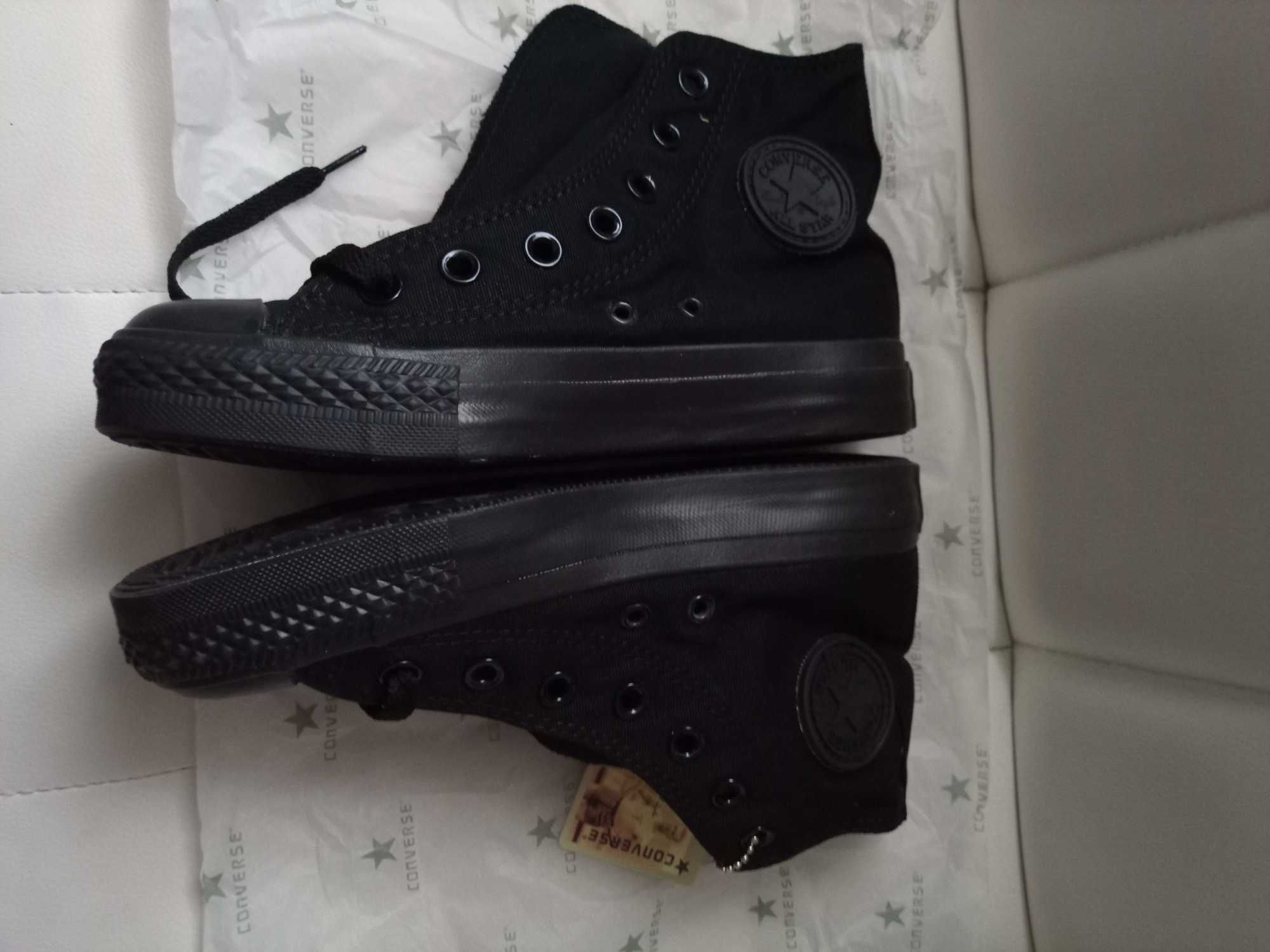 Wysokie trampki Converse Black mono 35 całe czarne Conversy