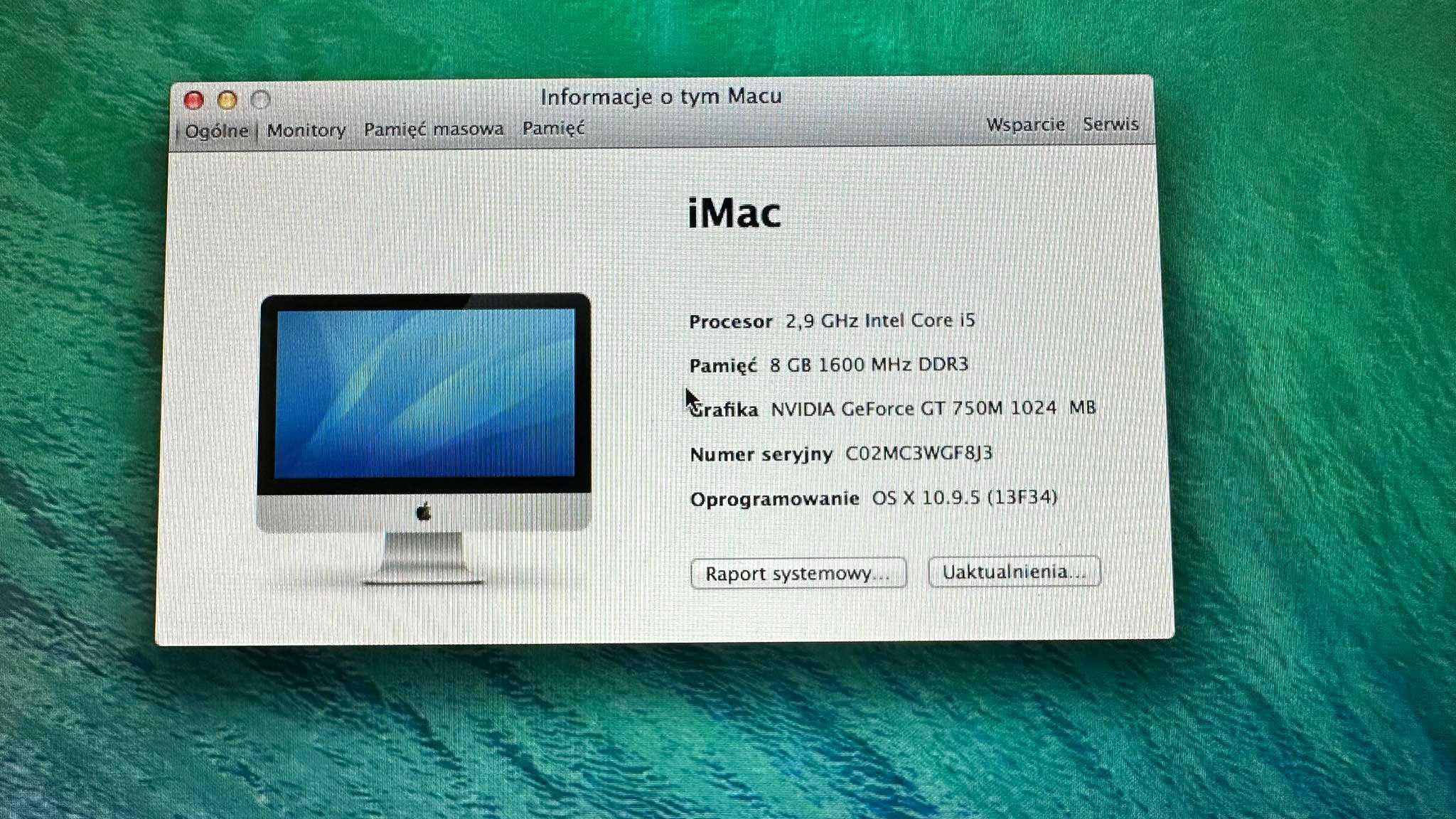 iMac i5 2,9 GHz,  NVIDIA GeForce GT 750M z 1 GB pamięci GDDR5 2013