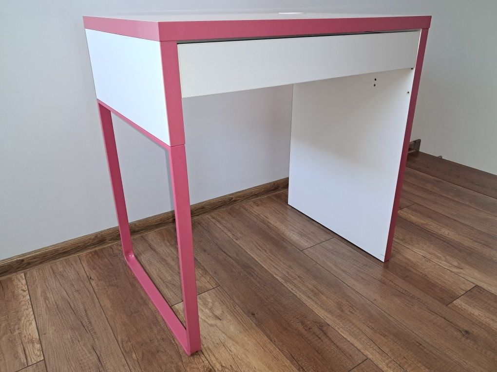 Biurko z szufladą dla dziewczynki , biało-różowe , 73,5 x 50