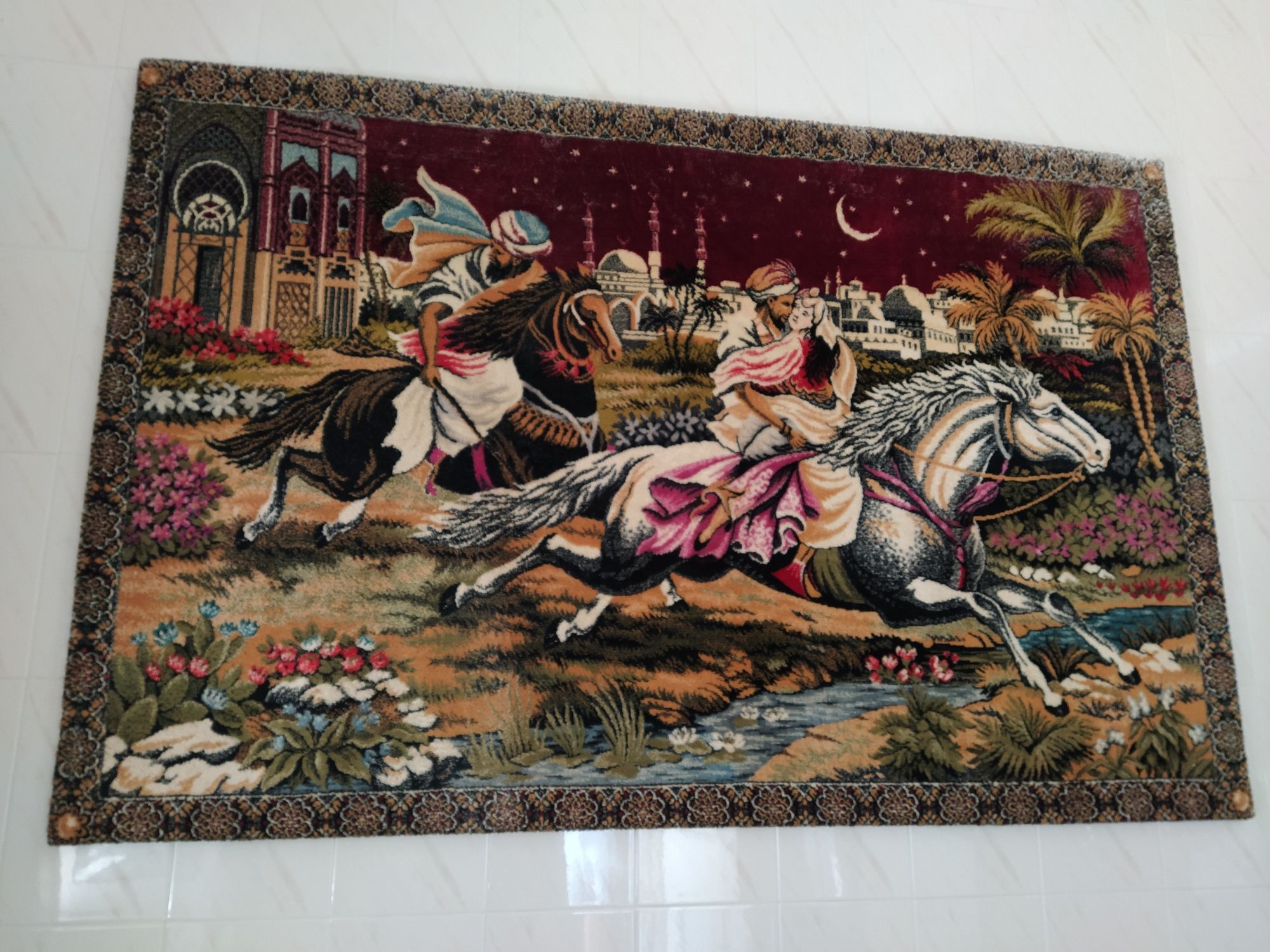 Quadro tapete vintage Árabe "O rapto da Princesa"
