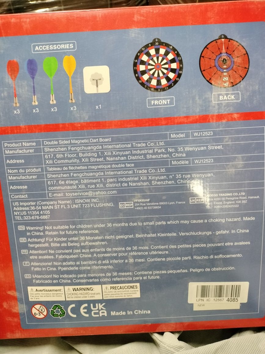 Magnetyczna dwustronna tarcza z rzutkami