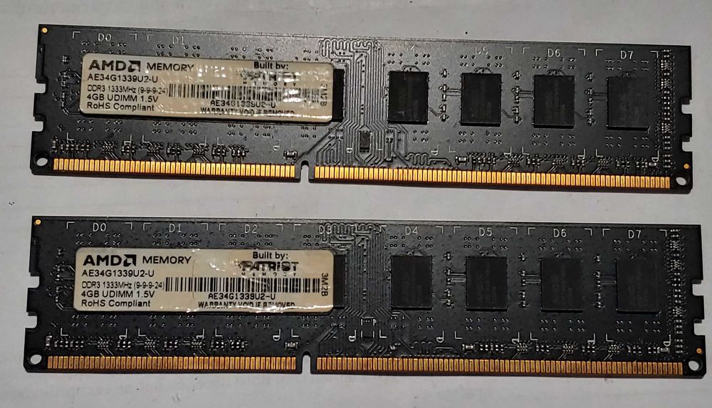 Комплект пам’яті AMD AE34G1339U2 DDR3-1333 -1600 -1866МГц 8Гб 2х4Гб