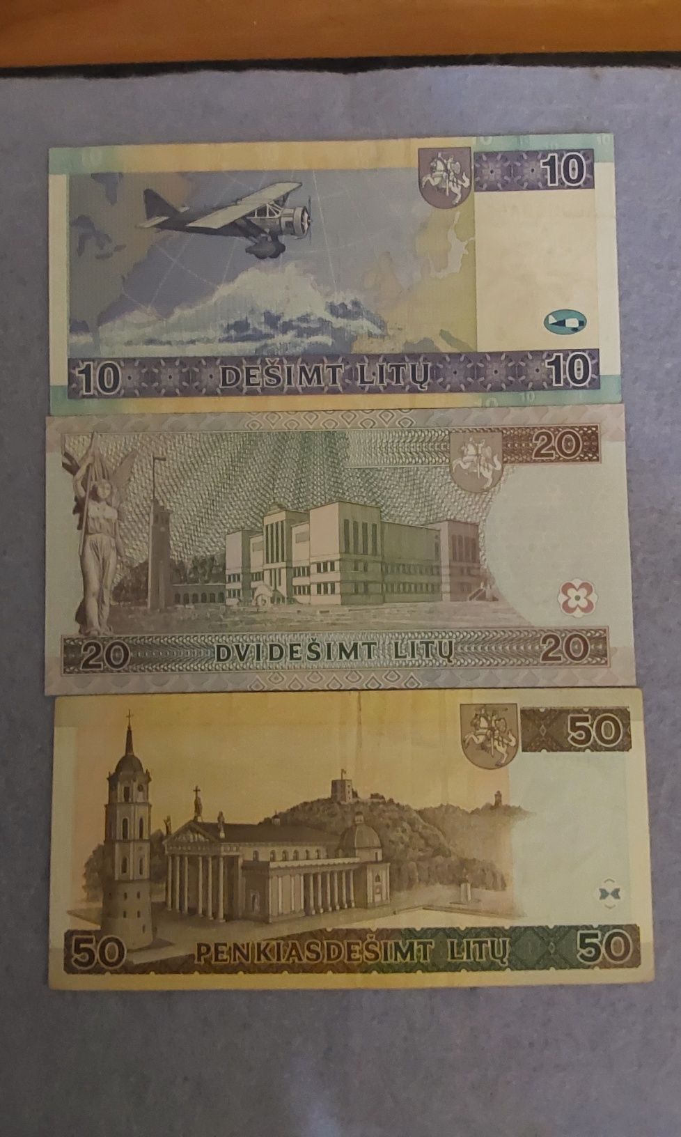 Литва 1, 2, 5, 10, 20, 50 лит набор банкнот 1993 - 2007
