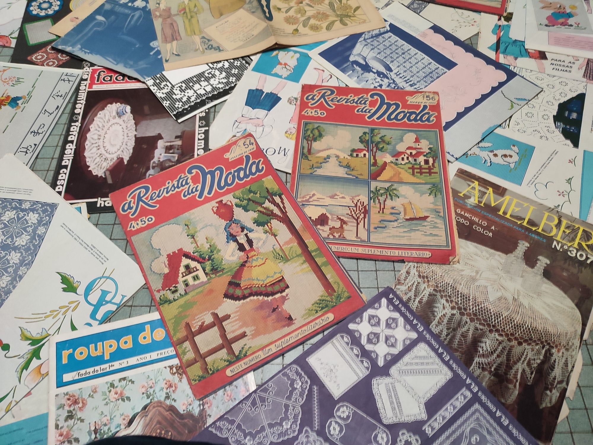 150 Revistas vintage de 1945/1950 de bordados crochê artes