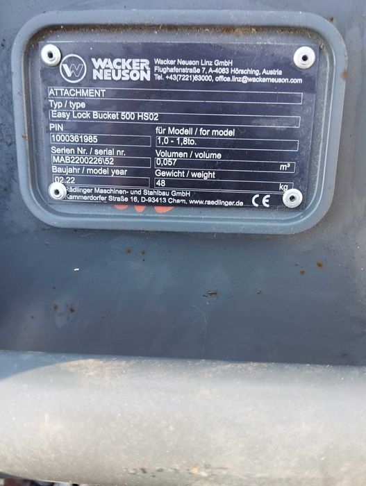 Łyżka kopiąca  do kopania Wacker Neuson S30 HS02 50cm PRODUCENT Volvo