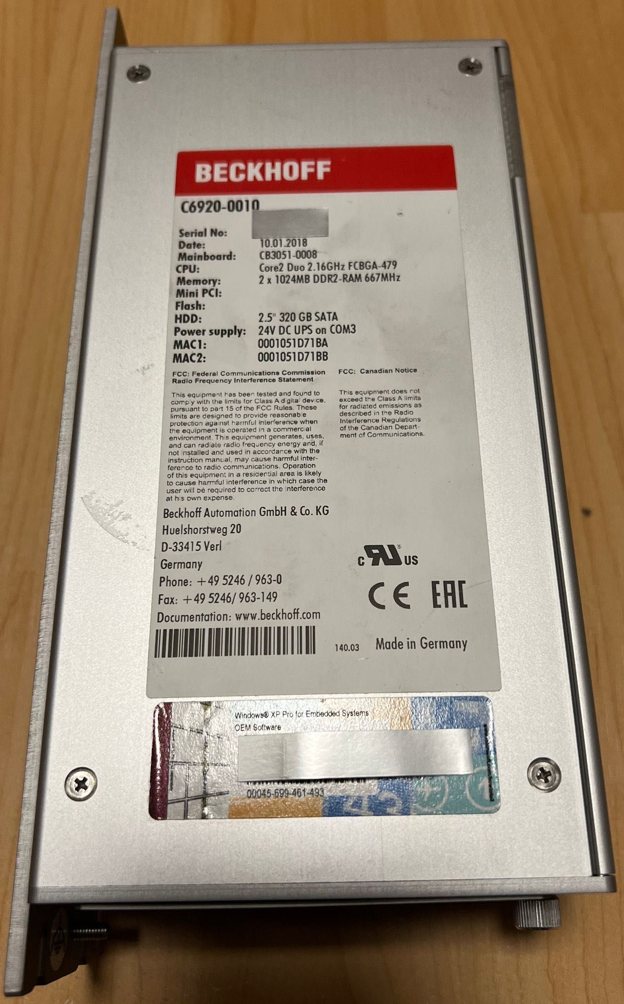 Продам Промышленный ПК Beckhoff С6920-0010 в ОТЛИЧНОМ СОСТОЯНИИ!