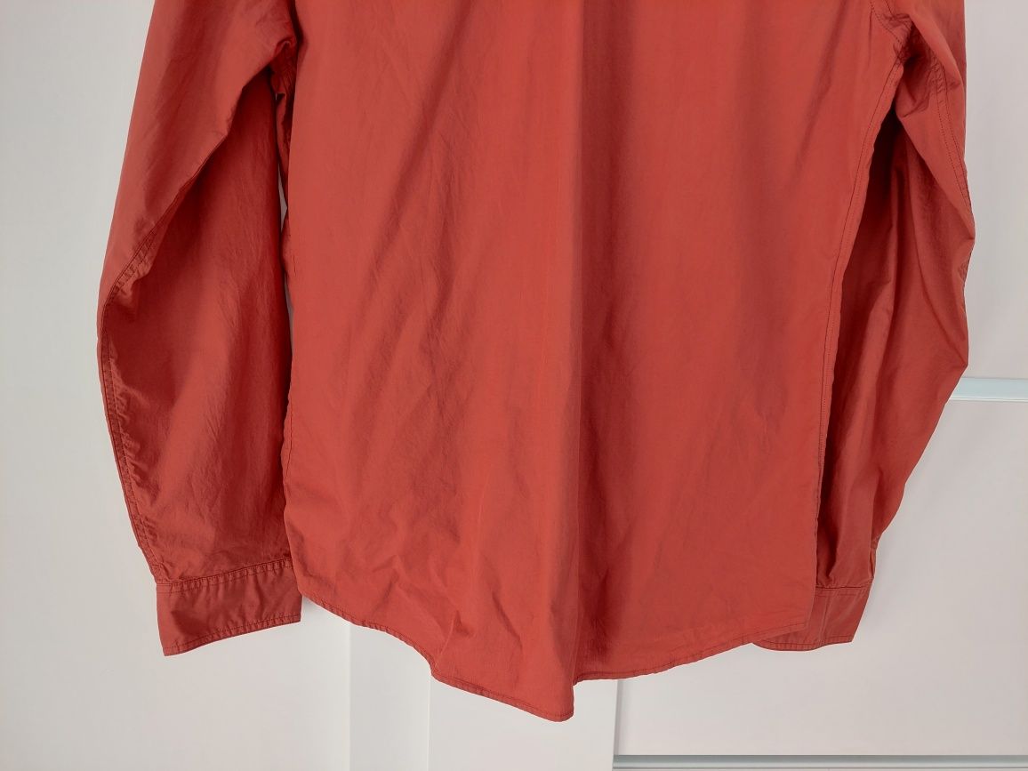 Koszula męska długi rękaw bawełna rudy koralowy czerwony L Zara