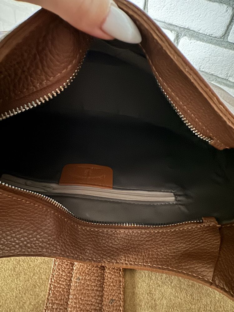 Torba shopper shopperka brązowa skórzana