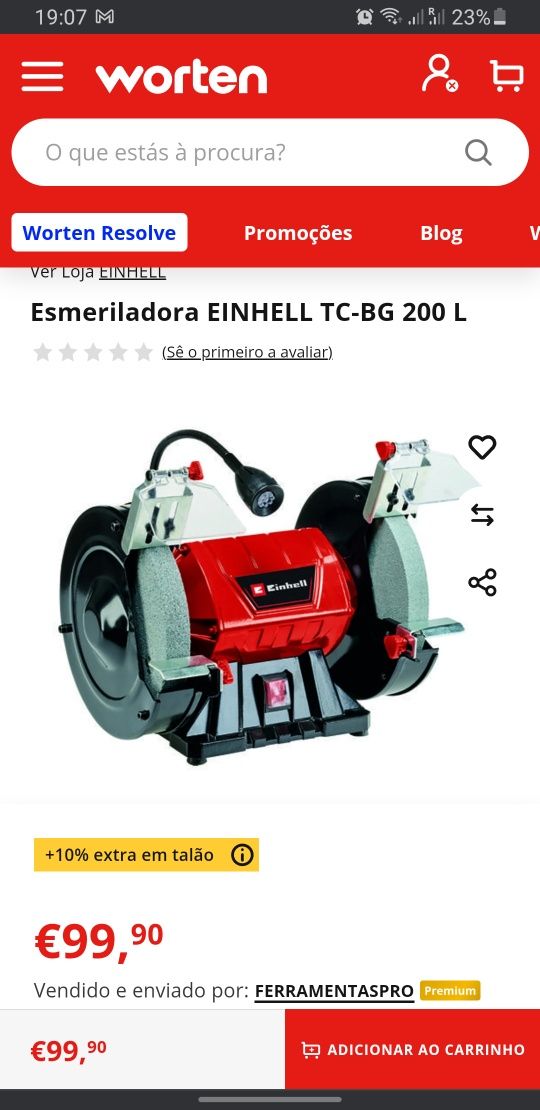 Esmerilhadora EINHELL 
Esmeriladora EINHELL TC-BG 200 L