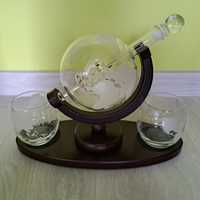 Karafka globus z 2 szklankami zestaw do alkoholu